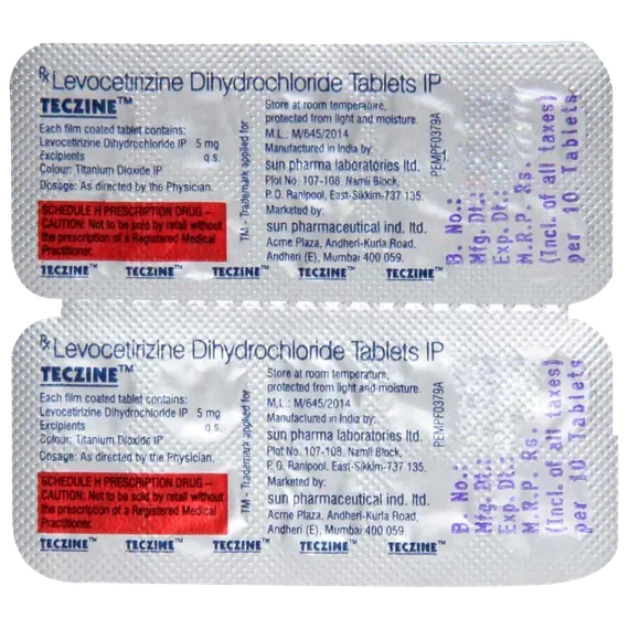 teczine 5mg tablet 10's